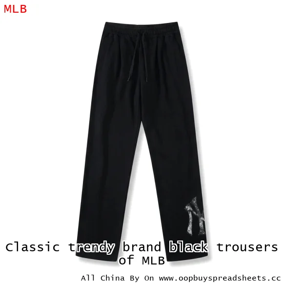 Classic trendy brand black trousers of MLB