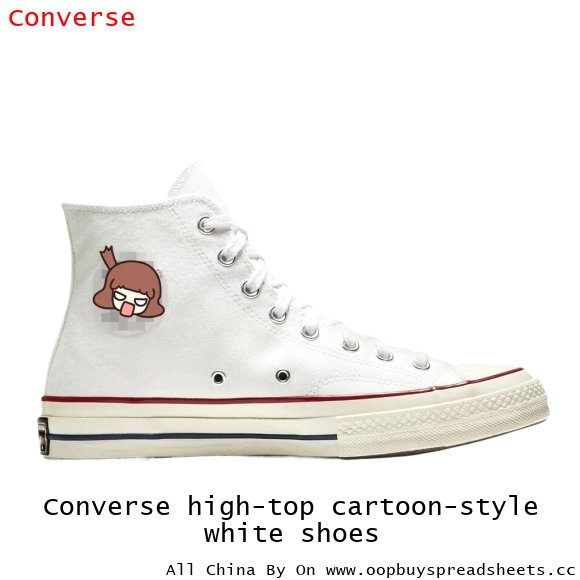 Converse high-top cartoon-style white shoes