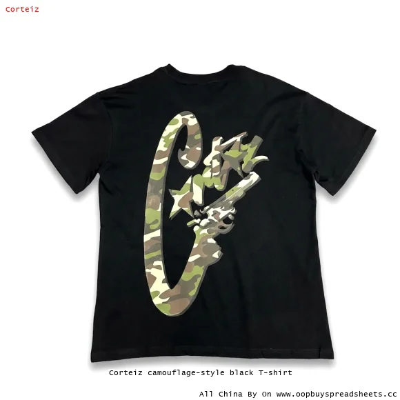 Corteiz camouflage-style black T-shirt