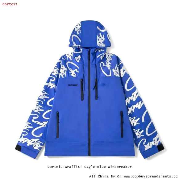 Corteiz Graffiti Style Blue Windbreaker