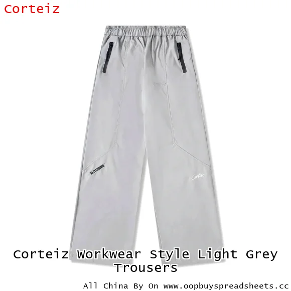 Corteiz Workwear Style Light Grey Trousers