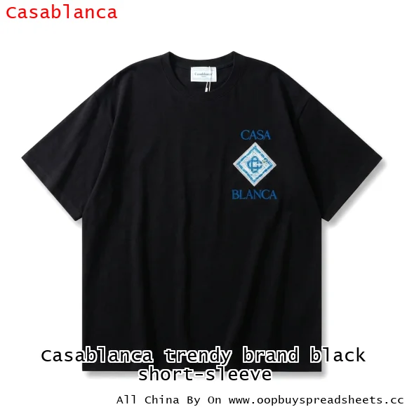 Casablanca trendy brand black short-sleeve