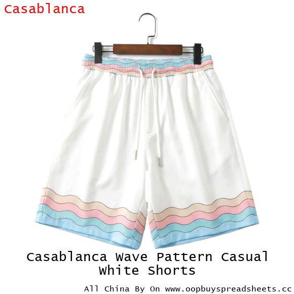 Casablanca Wave Pattern Casual White Shorts