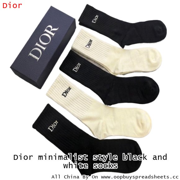 Dior minimalist style black and white socks