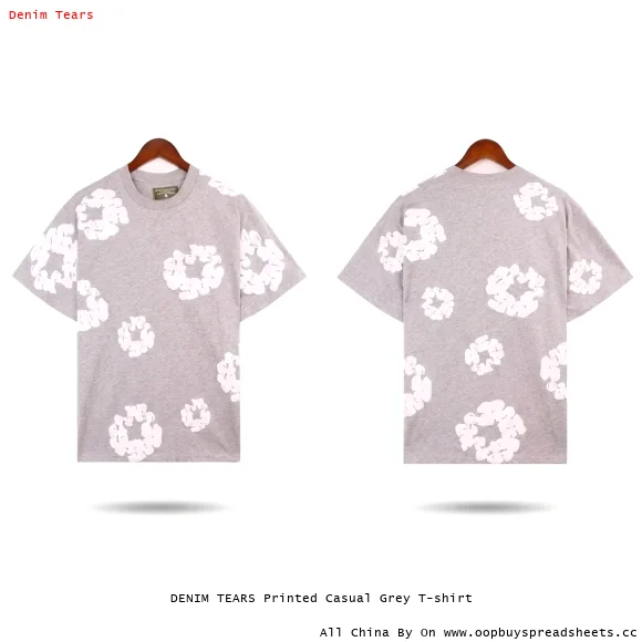 DENIM TEARS Printed Casual Grey T-shirt