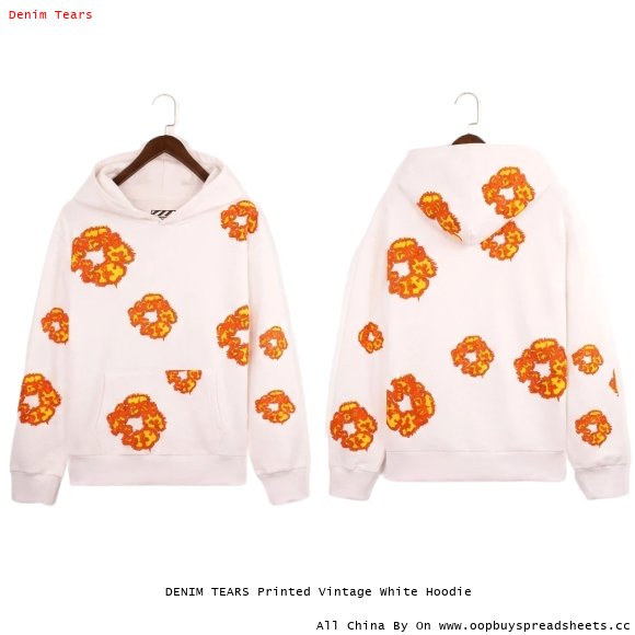 DENIM TEARS Printed Vintage White Hoodie