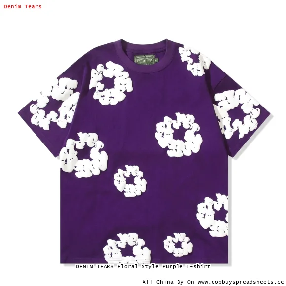 DENIM TEARS Floral Style Purple T-shirt