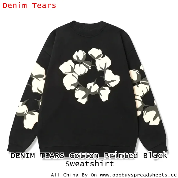 DENIM TEARS Cotton Printed Black Sweatshirt