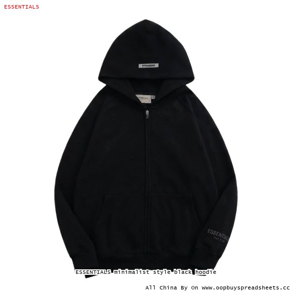 ESSENTIALS minimalist style black hoodie