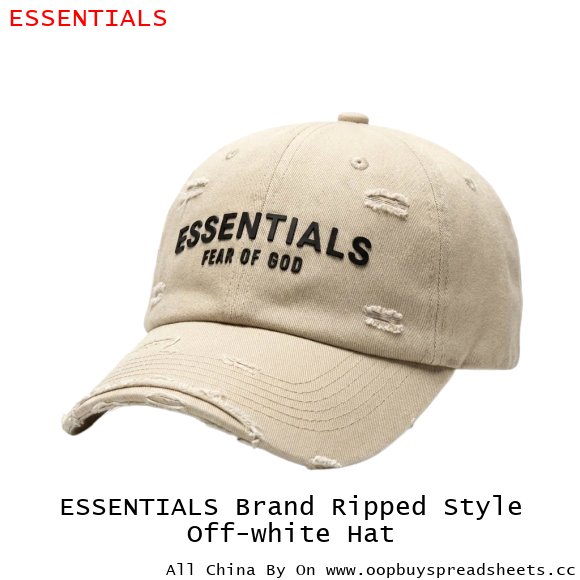 ESSENTIALS Brand Ripped Style Off-white Hat