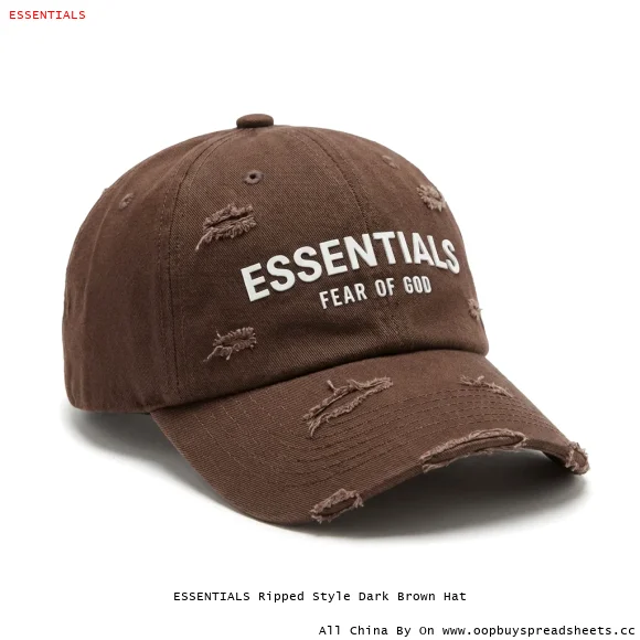 ESSENTIALS Ripped Style Dark Brown Hat