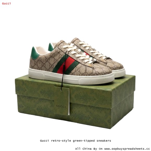 Gucci retro-style green-tipped sneakers