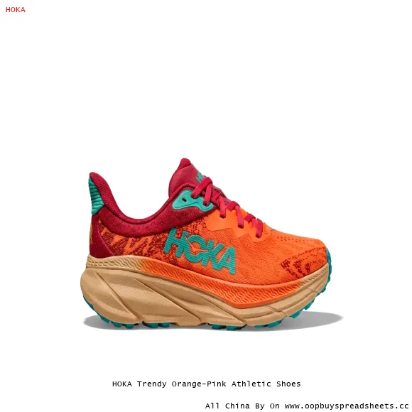 HOKA Trendy Orange-Pink Athletic Shoes
