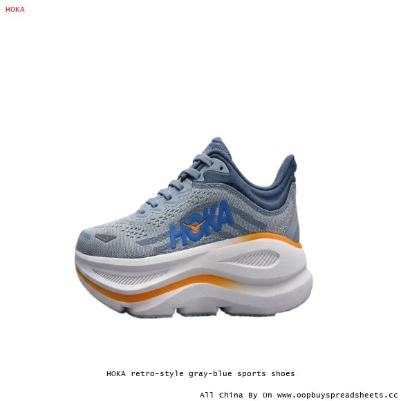 HOKA retro-style gray-blue sports shoes