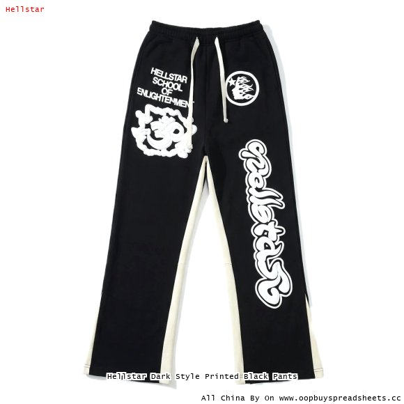 Hellstar Dark Style Printed Black Pants