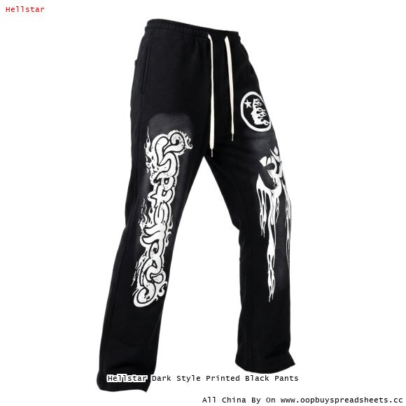 Hellstar Dark Style Printed Black Pants