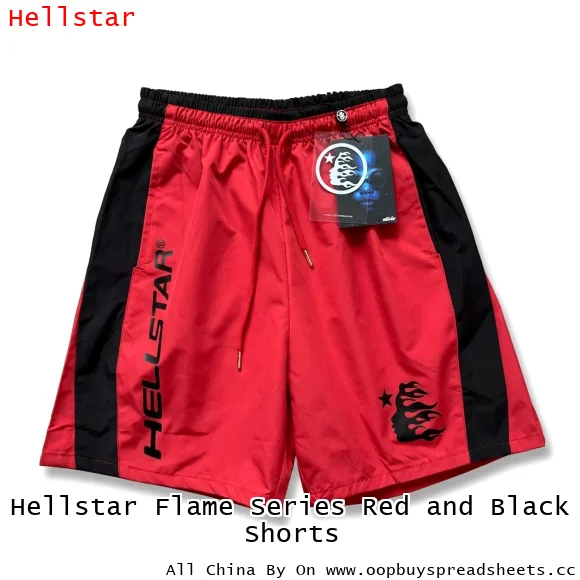 Hellstar Flame Series Red and Black Shorts