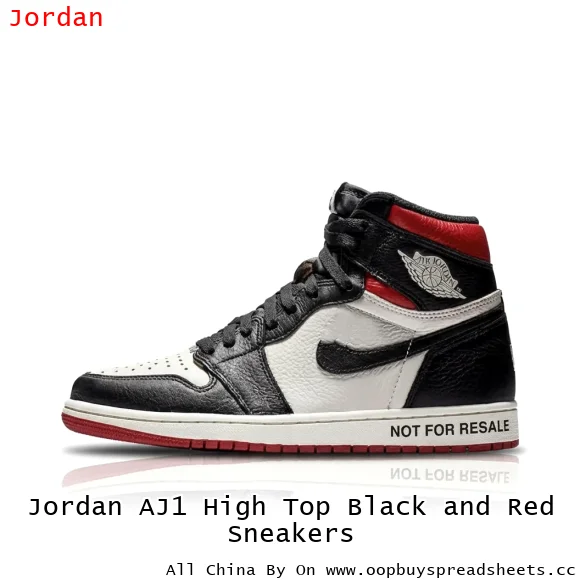 Jordan AJ1 High Top Black and Red Sneakers