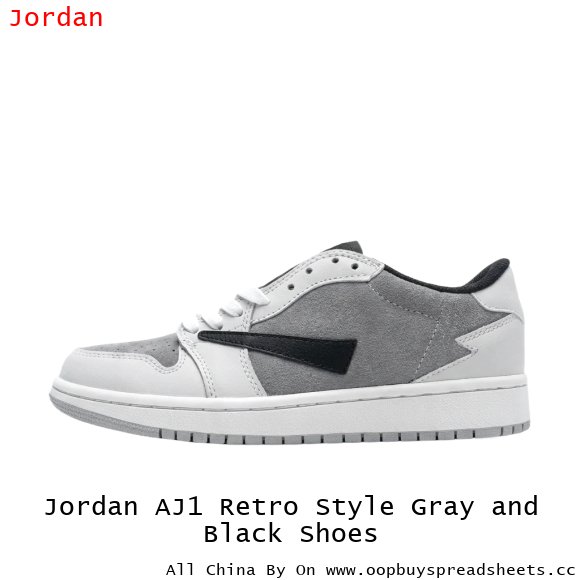 Jordan AJ1 Retro Style Gray and Black Shoes