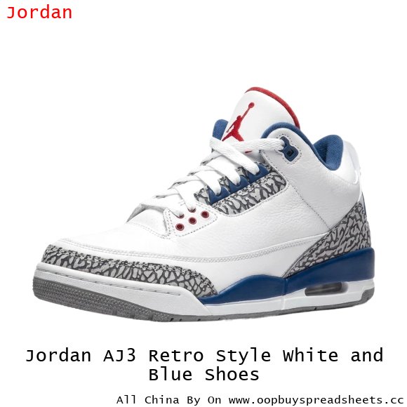 Jordan AJ3 Retro Style White and Blue Shoes