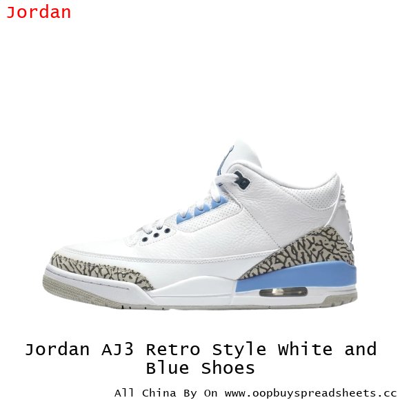 Jordan AJ3 Retro Style White and Blue Shoes