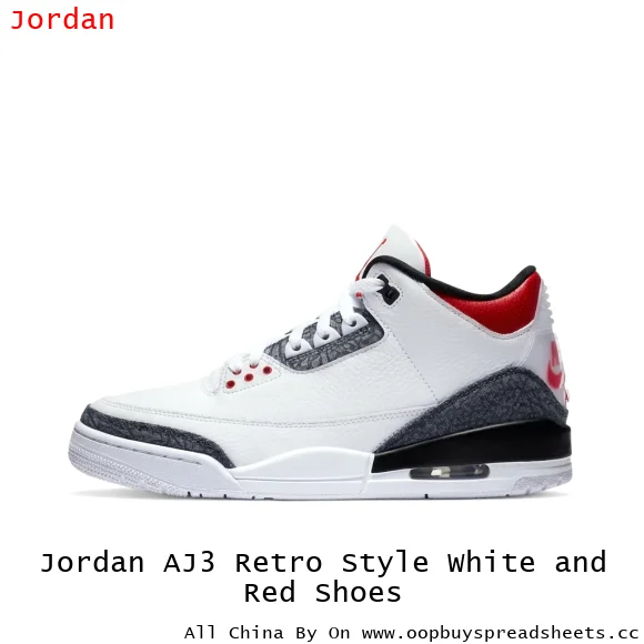 Jordan AJ3 Retro Style White and Red Shoes