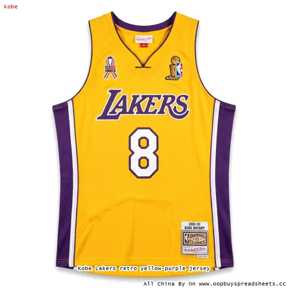 Kobe Lakers retro yellow-purple jersey