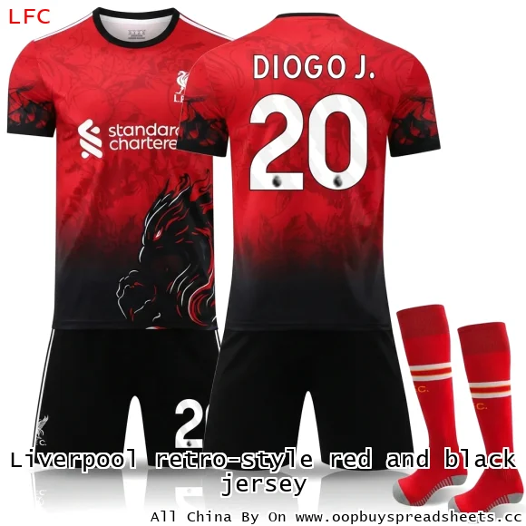 Liverpool retro-style red and black jersey