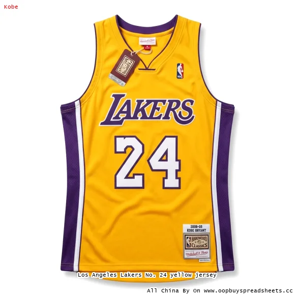 Los Angeles Lakers No. 24 yellow jersey