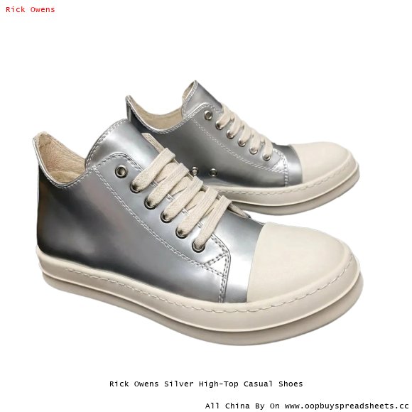 Rick Owens Silver High-Top Casual Shoes