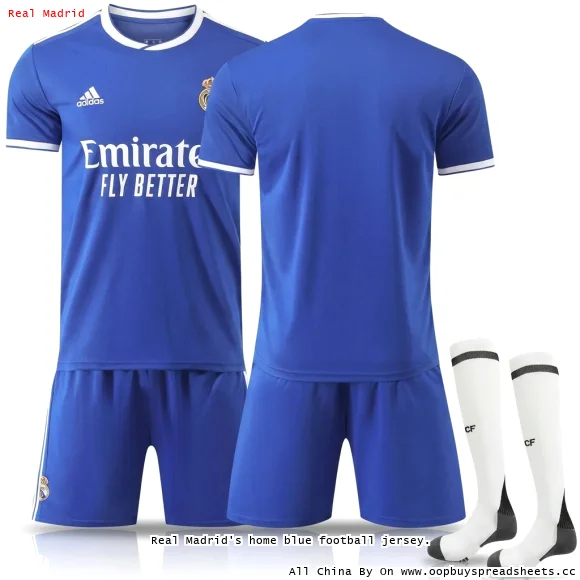 Real Madrid's home blue football jersey.