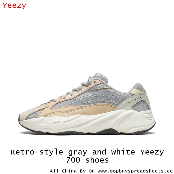 Retro-style gray and white Yeezy 700 shoes