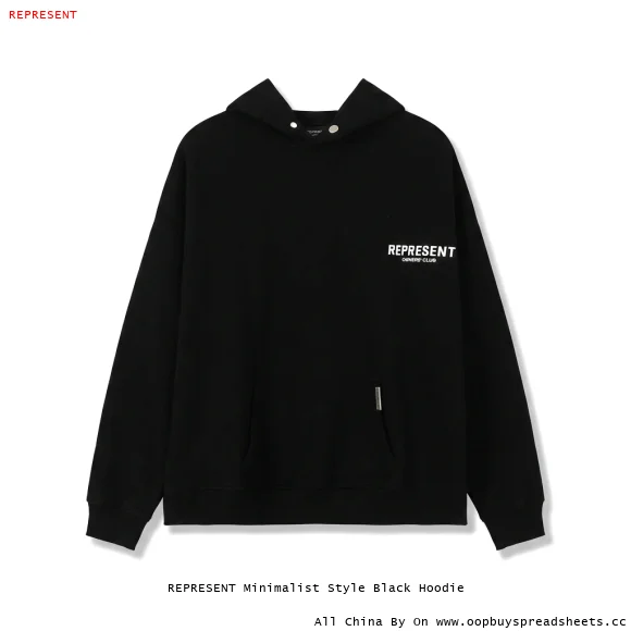 REPRESENT Minimalist Style Black Hoodie