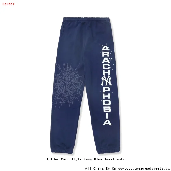 Sp5der Dark Style Navy Blue Sweatpants