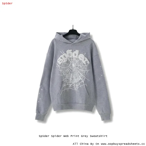 Sp5der Spider Web Print Grey Sweatshirt