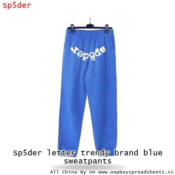 Sp5der letter trendy brand blue sweatpants