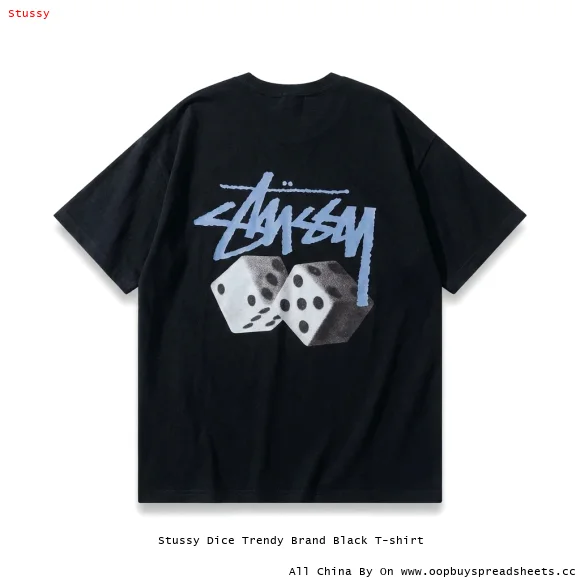 Stussy Dice Trendy Brand Black T-shirt