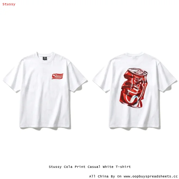 Stussy Cola Print Casual White T-shirt