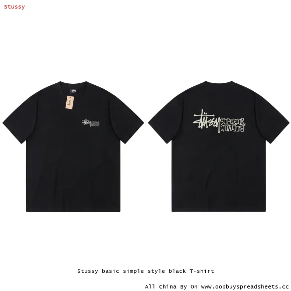 Stussy basic simple style black T-shirt
