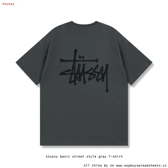 Stussy basic street style gray T-shirt