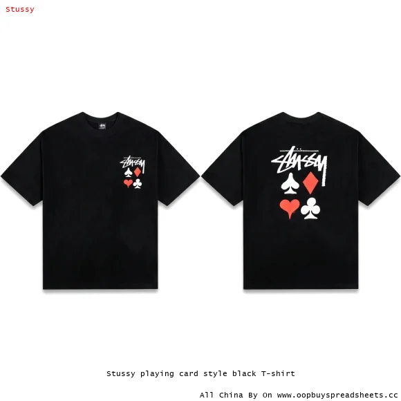 Stussy playing card style black T-shirt