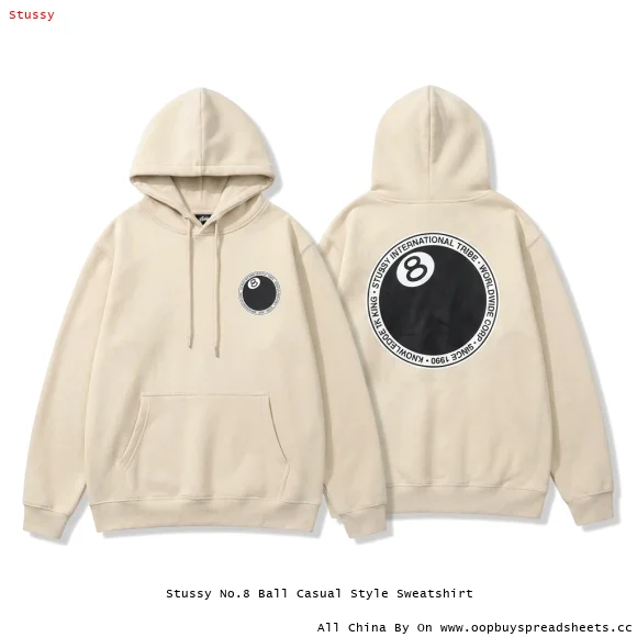 Stussy No.8 Ball Casual Style Sweatshirt