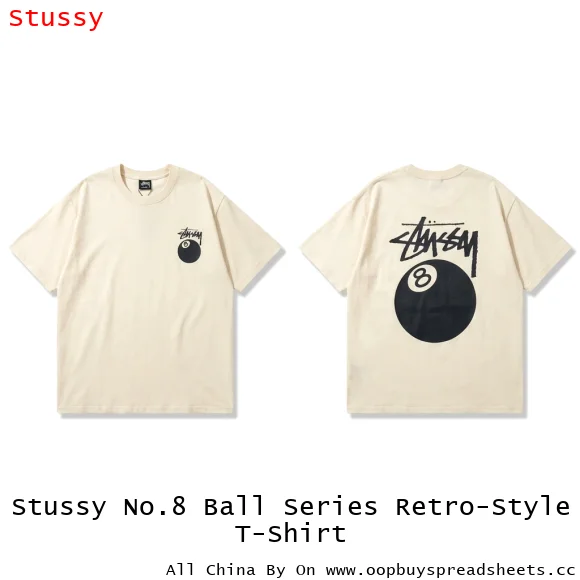 Stussy No.8 Ball Series Retro-Style T-Shirt