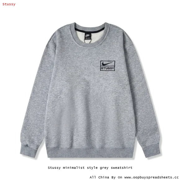 Stussy minimalist style grey sweatshirt