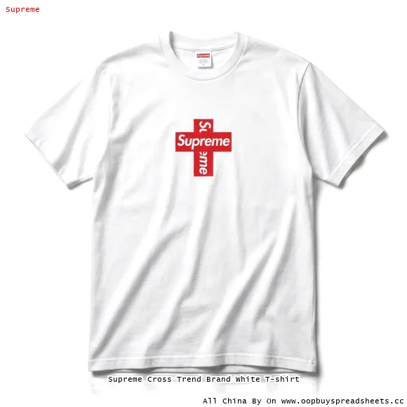 Supreme Cross Trend Brand White T-shirt