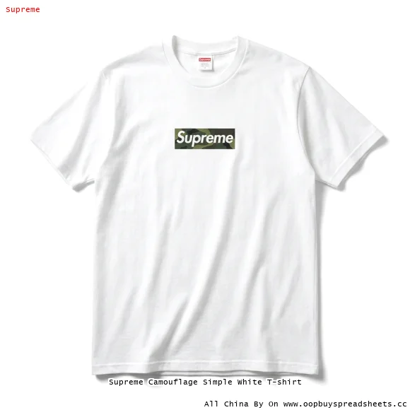 Supreme Camouflage Simple White T-shirt