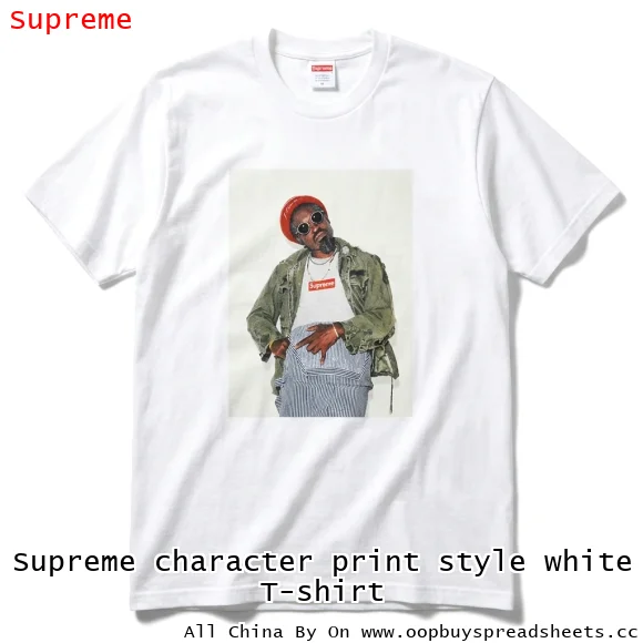 Supreme character print style white T-shirt