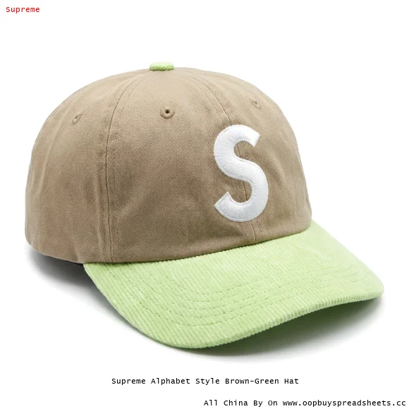Supreme Alphabet Style Brown-Green Hat