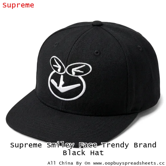 Supreme Smiley Face Trendy Brand Black Hat