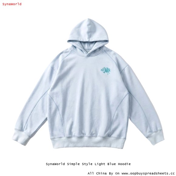 SynaWorld Simple Style Light Blue Hoodie